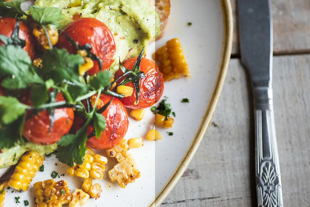 This image shows the difference between how an image appears before and after it has been processed. Copyright: Claire Gillo