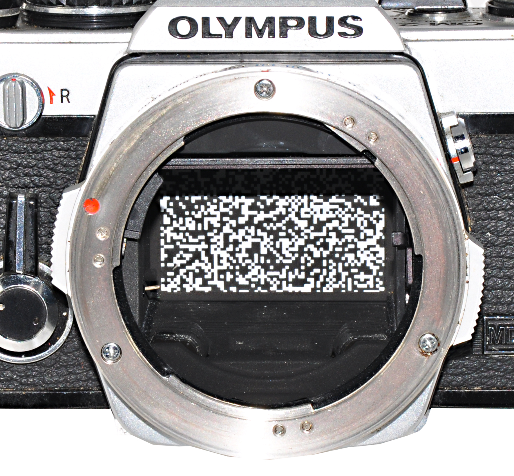 The pattern of black and white blocks printed on the first shutter blind that enabled super-accurate automation of the shutter