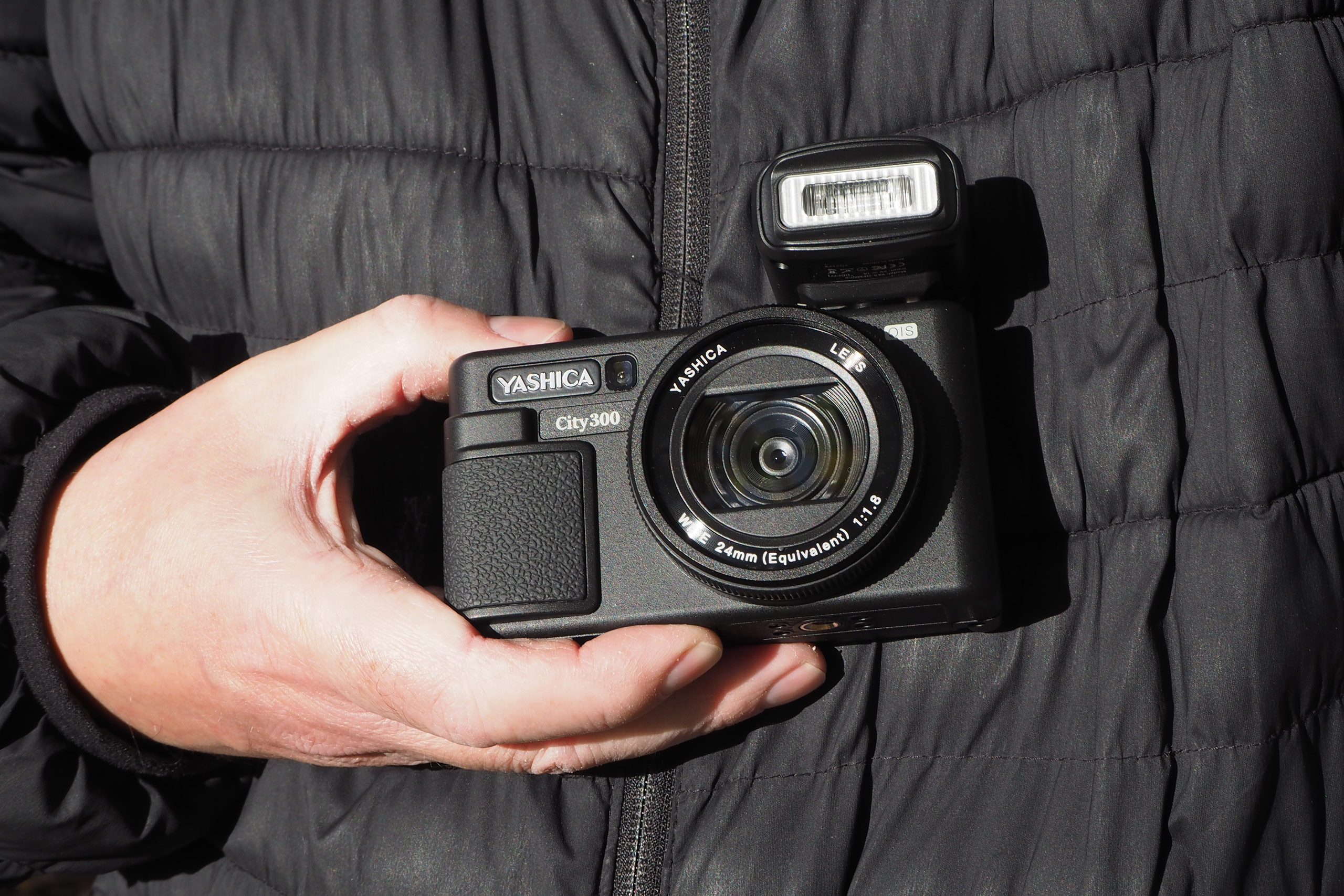 Yashica City 300 compact camera in hand