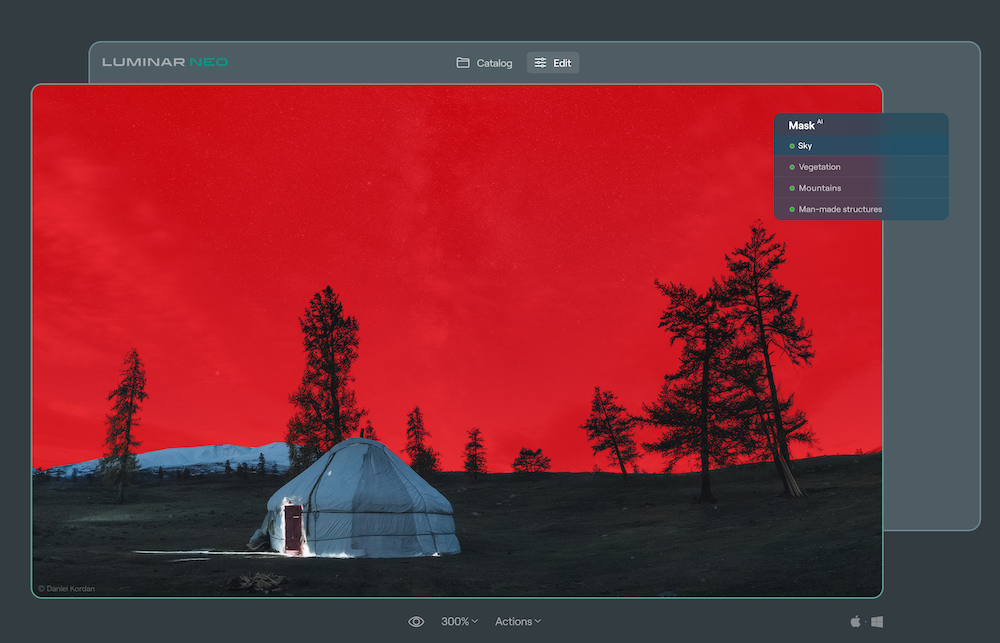 Mask AI in Sky setting in Luminar Neo
