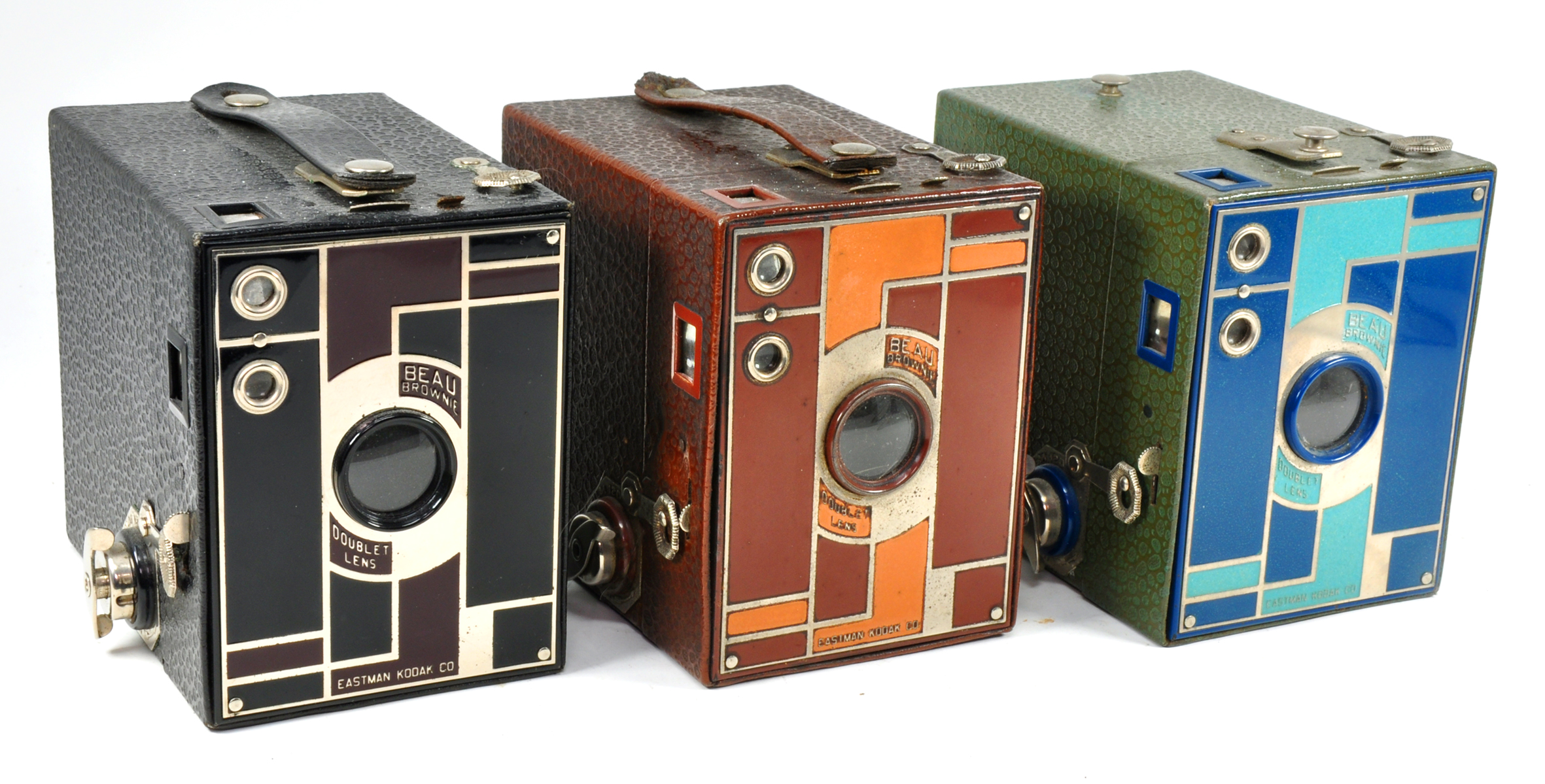 Three of the Beau Brownie box camera range