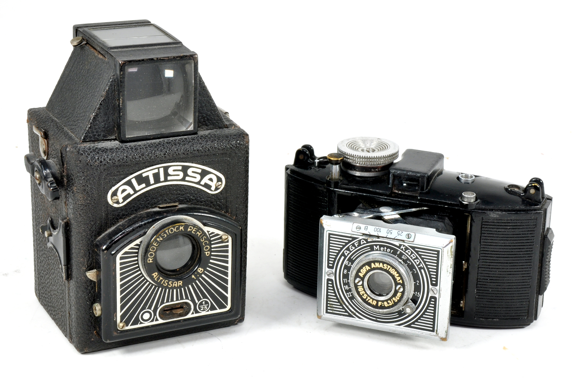 The Altissa (Left) and Agfa Karat both with Art Deco faceplates.