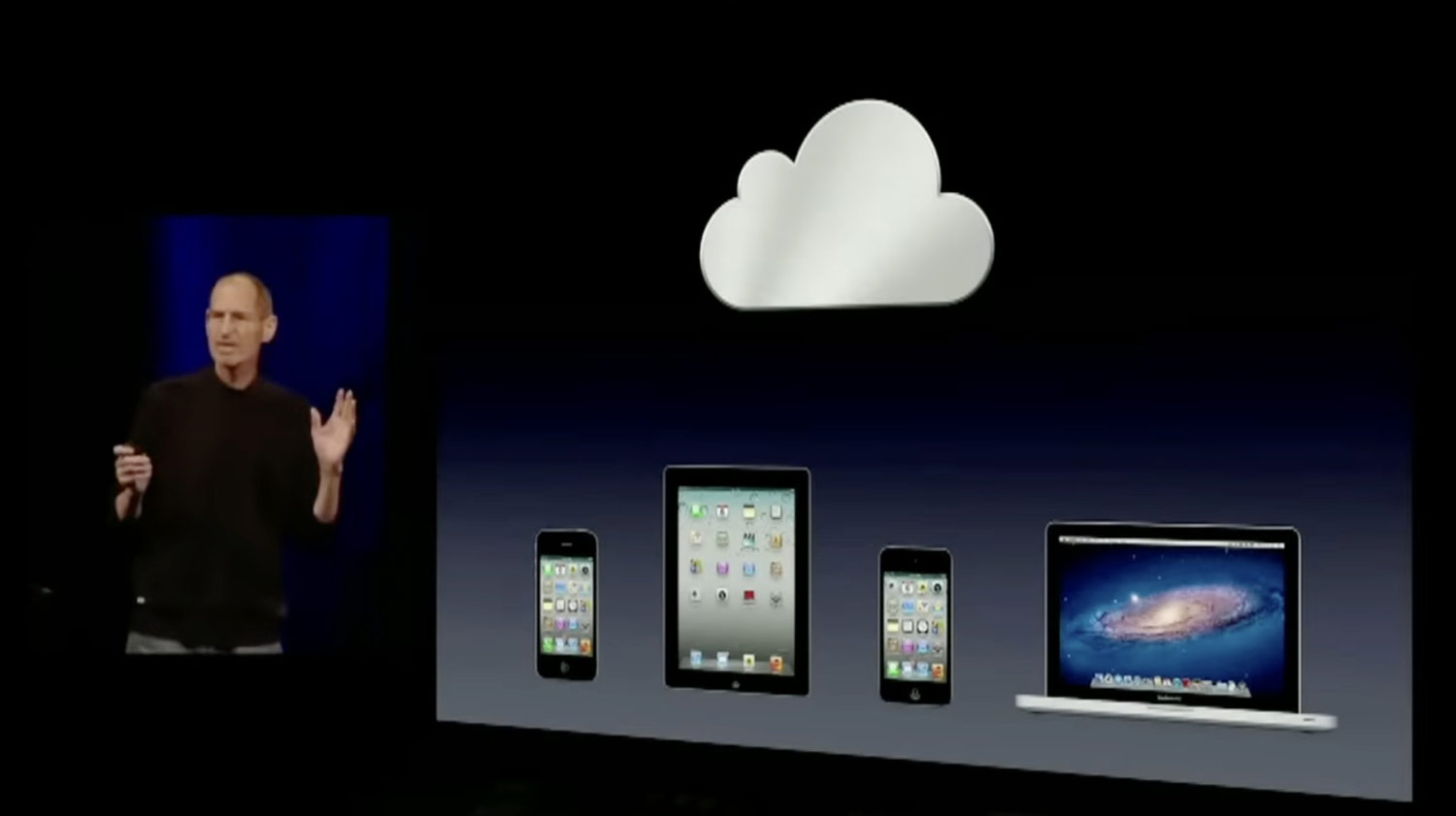 Apple's Steve Jobs introducing iCloud. Image: Apple/Youtube
