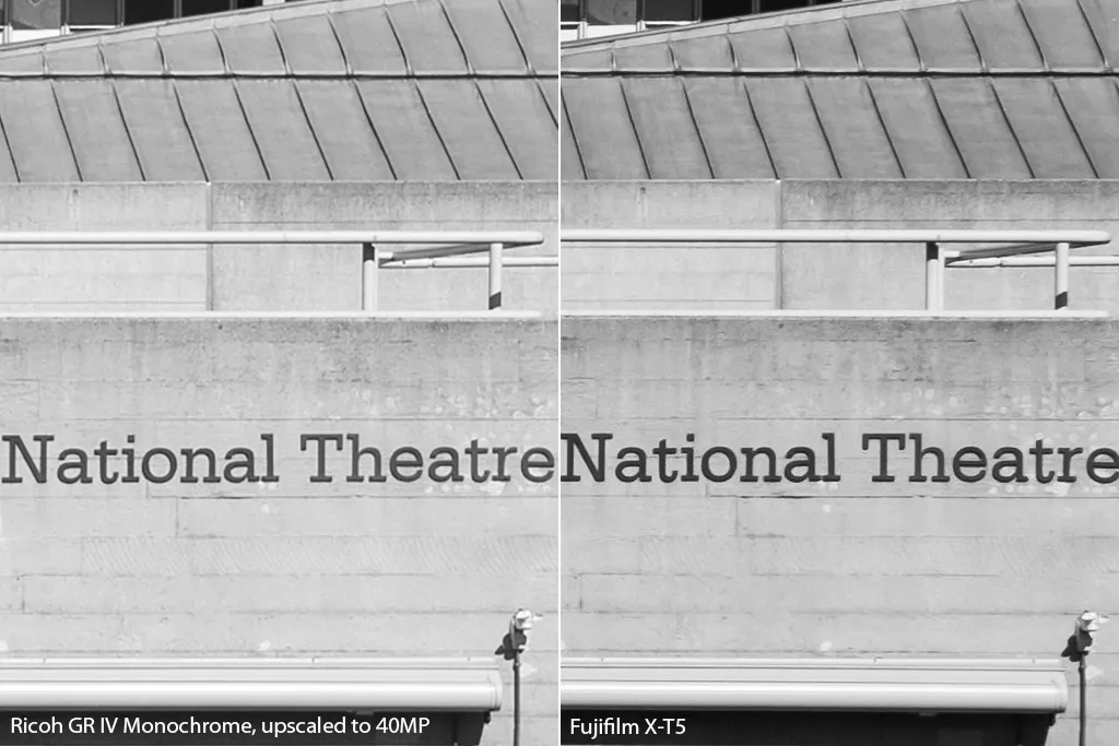 Ricoh GR IV Monochrome vs Fujifilm X-T5 detail comparison