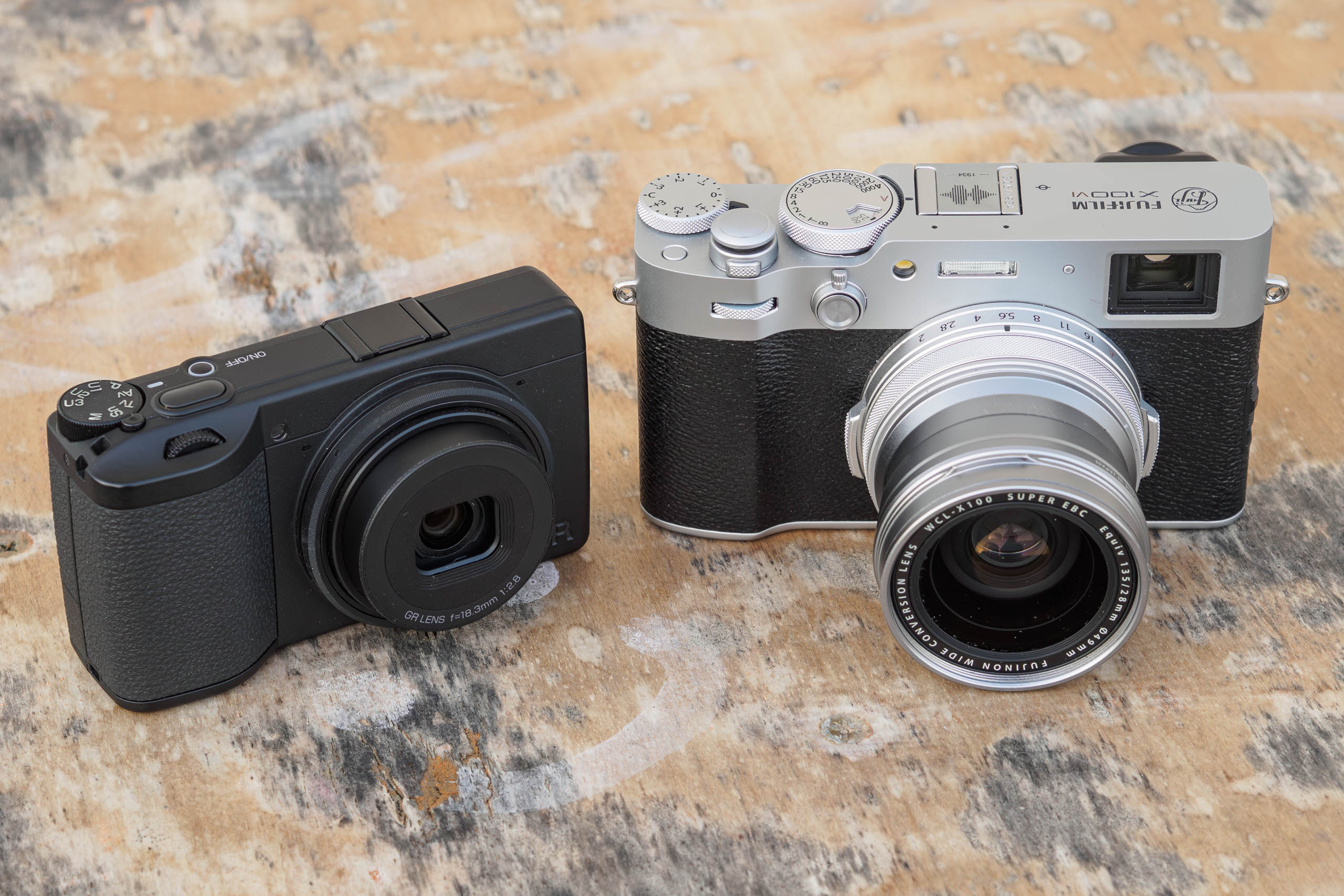 Ricoh GR IV Monochrome compared to Fujifilm X00VI with wide converter.